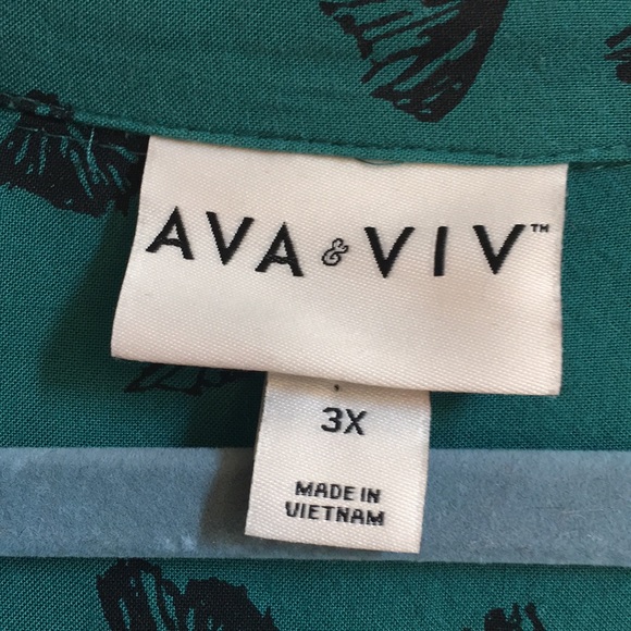 Ava & Viv turquoise floral print button dress 3X - Picture 7 of 8